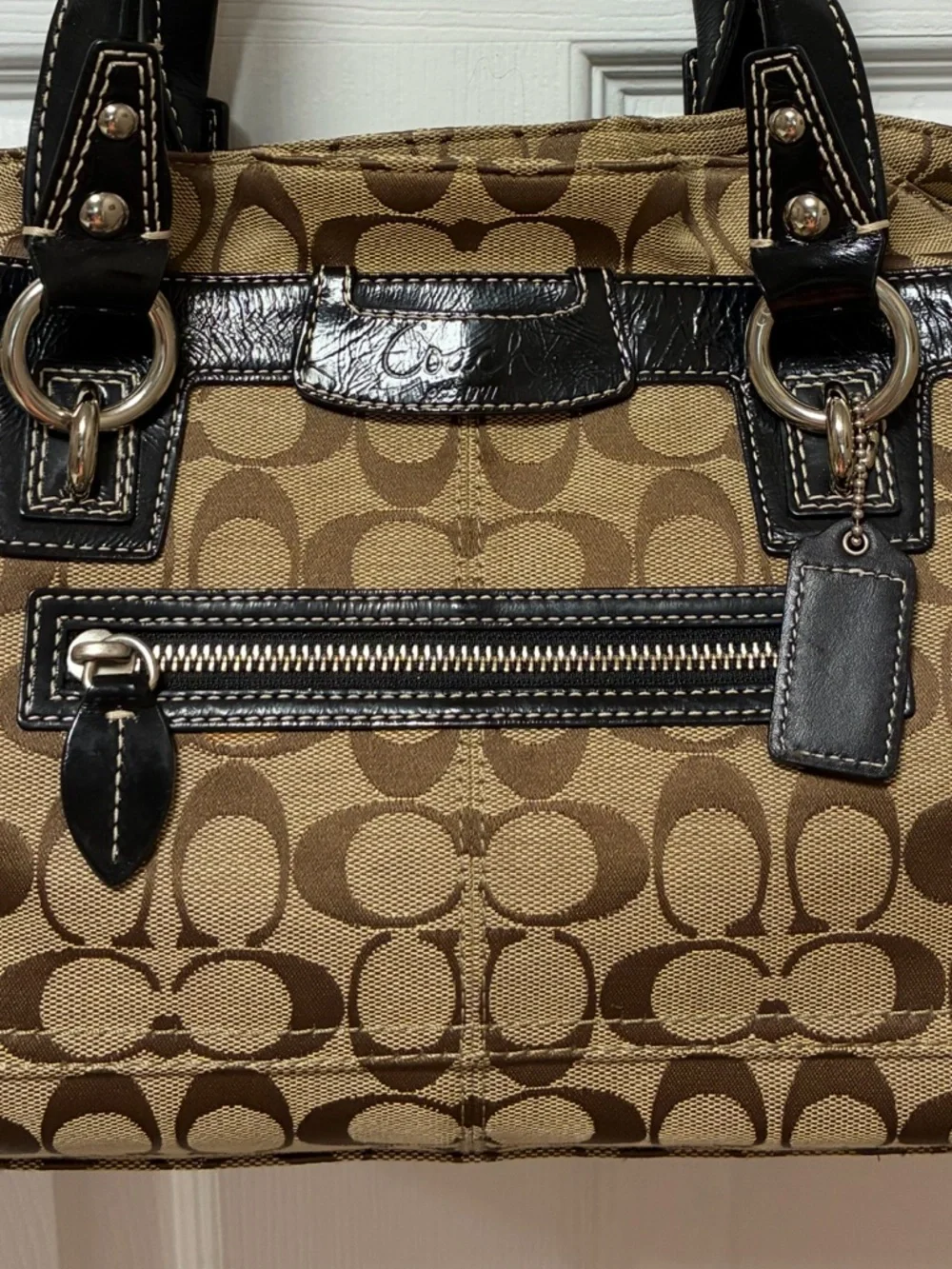 Authentic Coach Penelope Signature Satchel F14696 Khaki EXCELLENT CONDITION!! - Picture 13 of 14